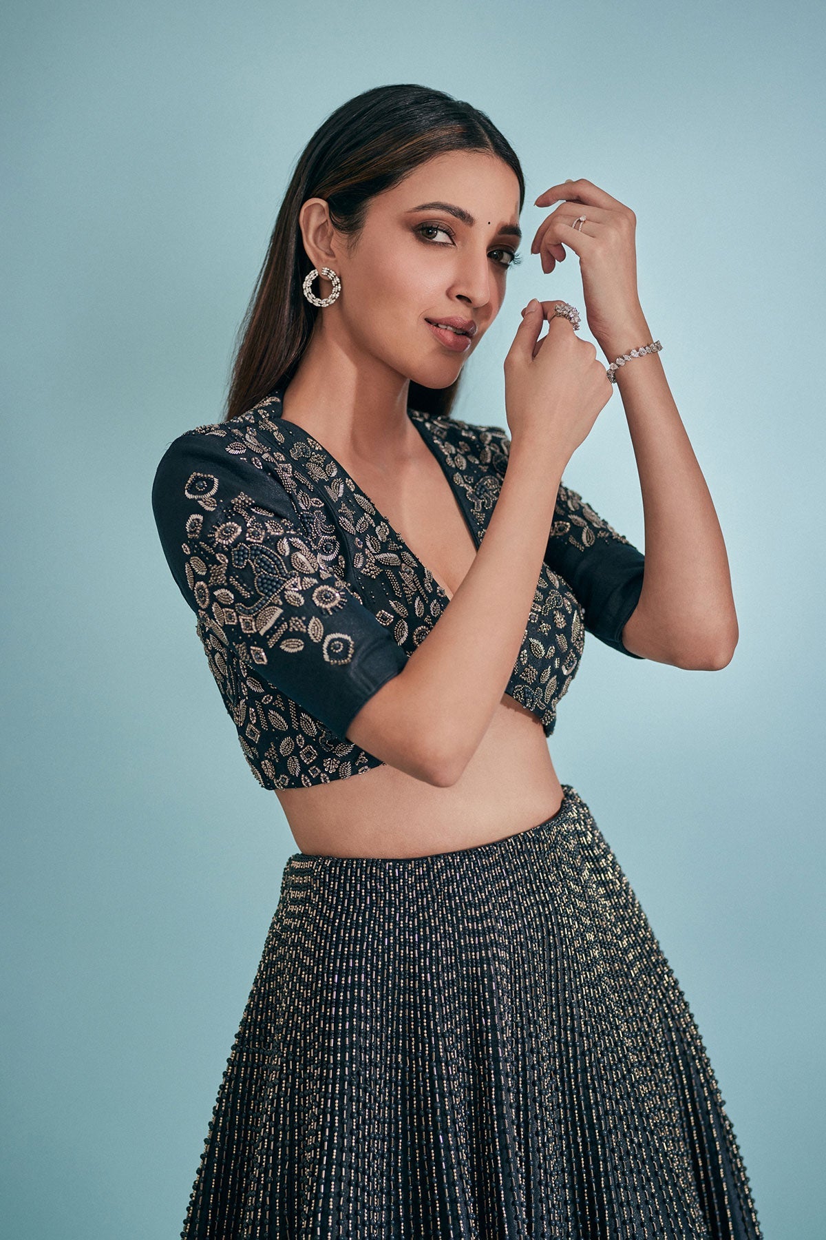 NEHA SSHETTY IN THE JUNGLE LEHENGA (NAVY BLUE)