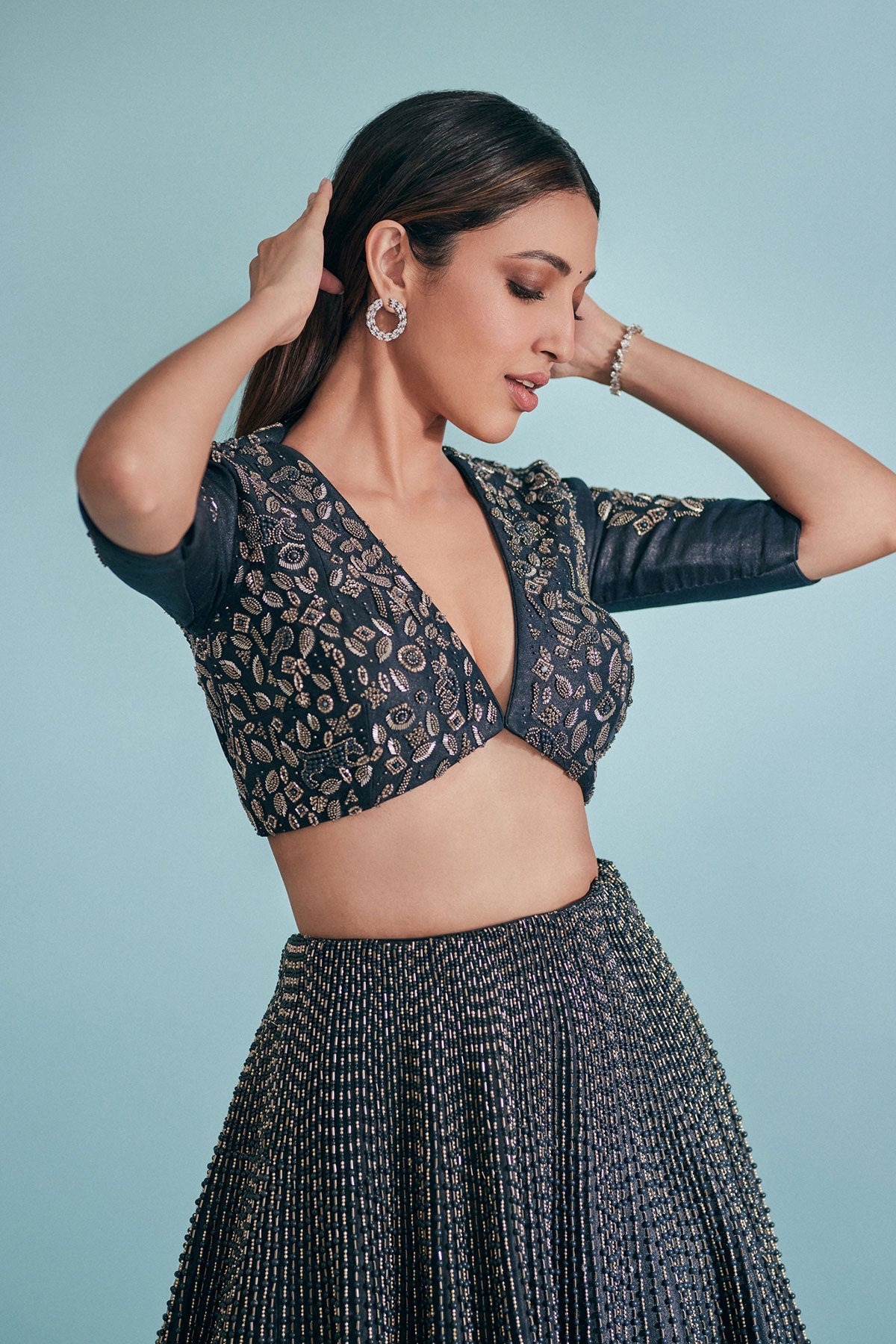 NEHA SSHETTY IN THE JUNGLE LEHENGA (NAVY BLUE)