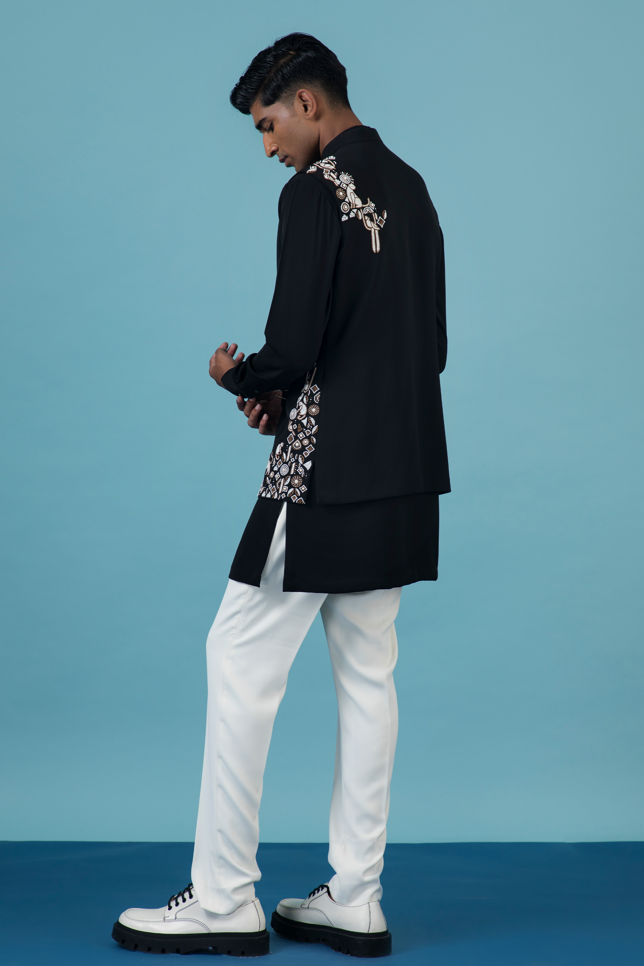 Black Jungle Nehru Jacket
