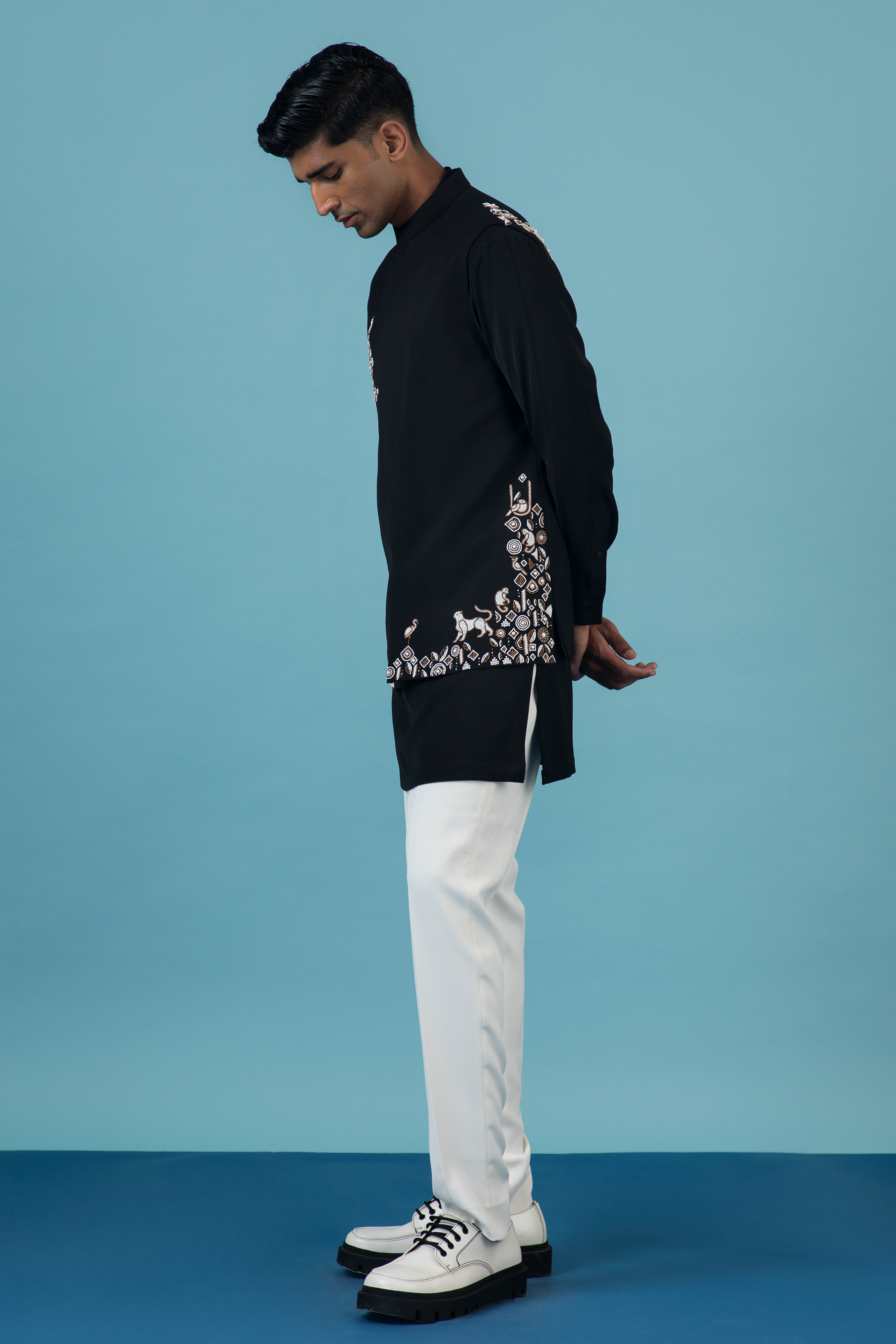 Black Jungle Nehru Jacket