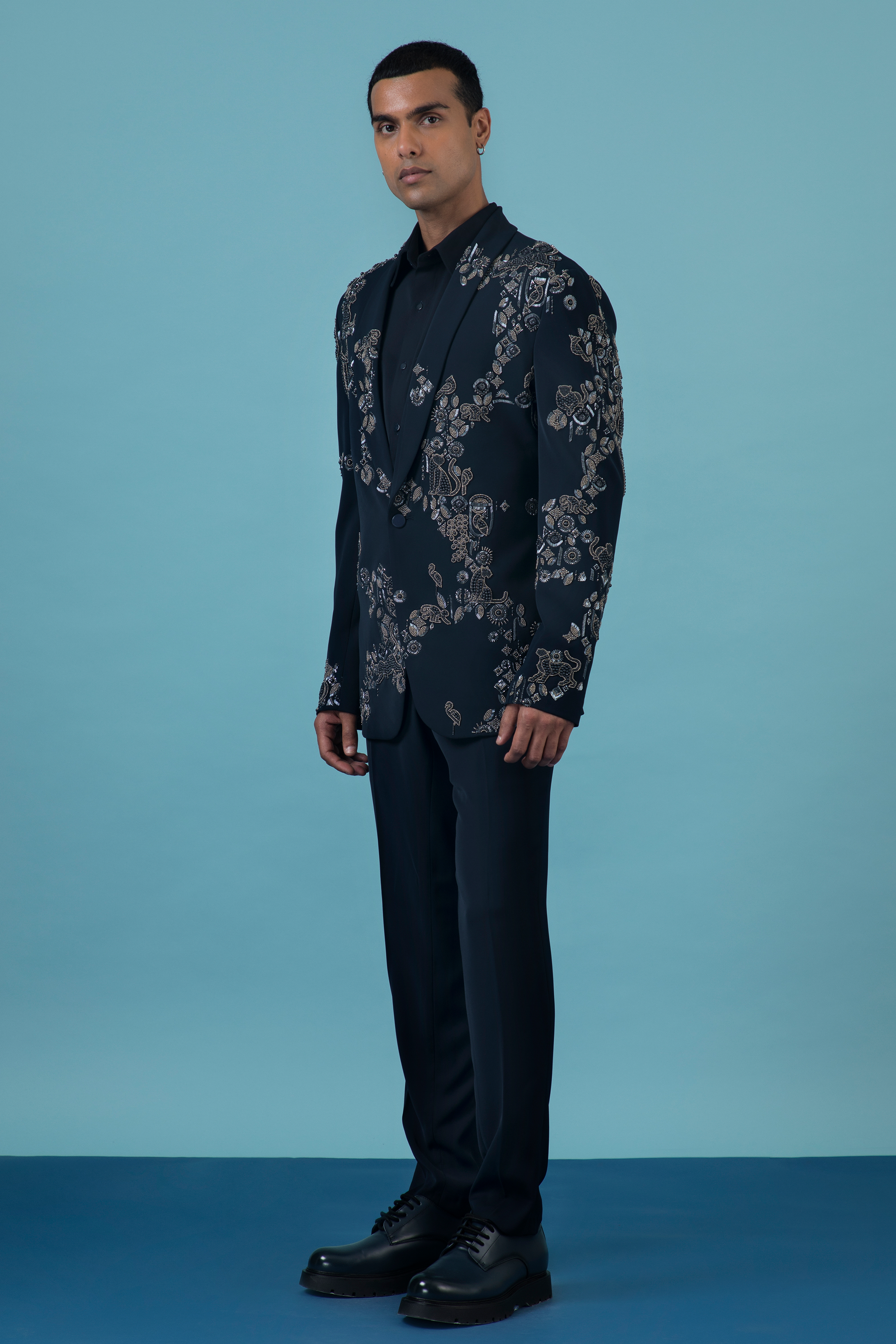 Navy Blue Jungle Tuxedo