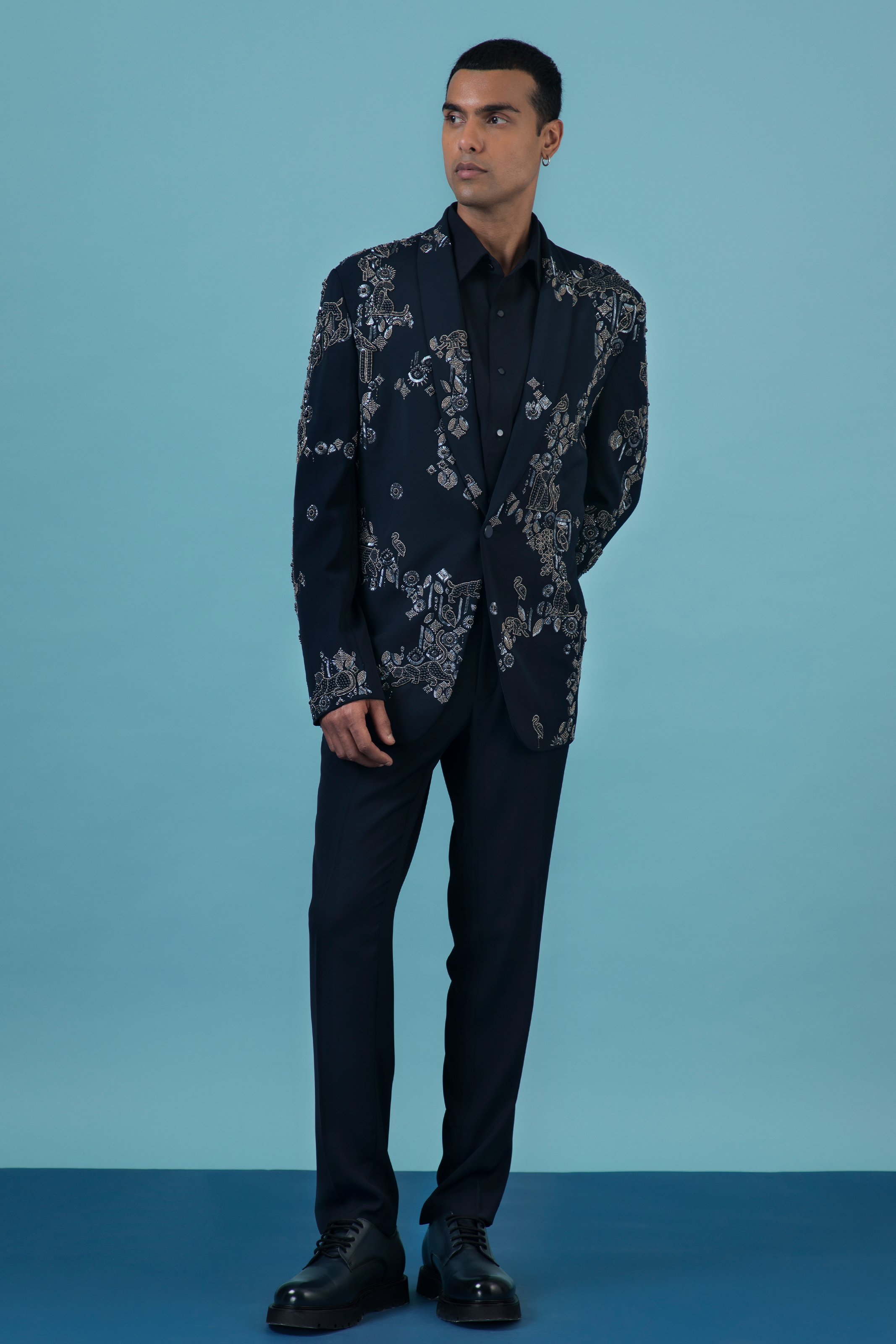 Navy Blue Jungle Tuxedo