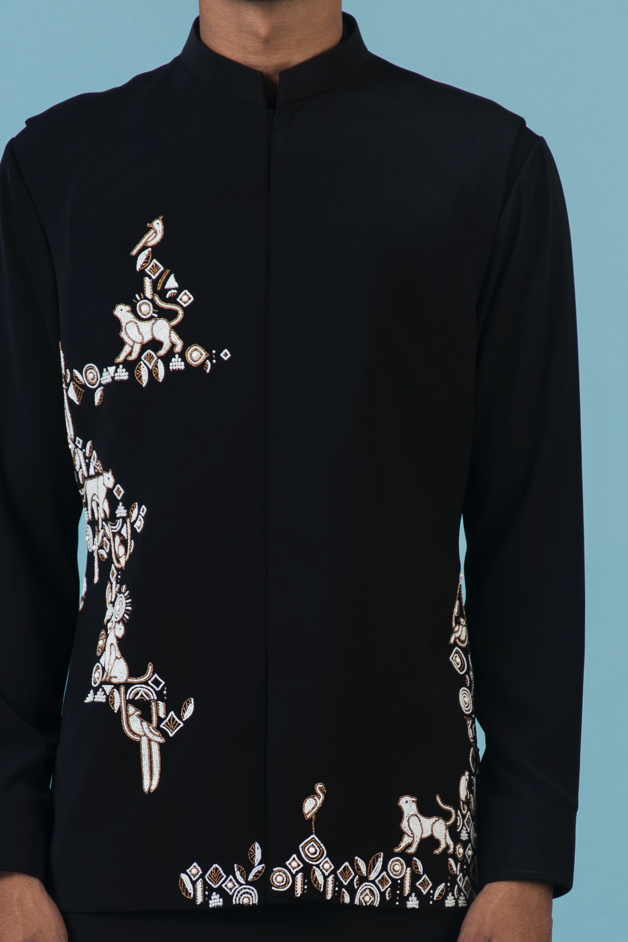 Black Jungle Nehru Jacket