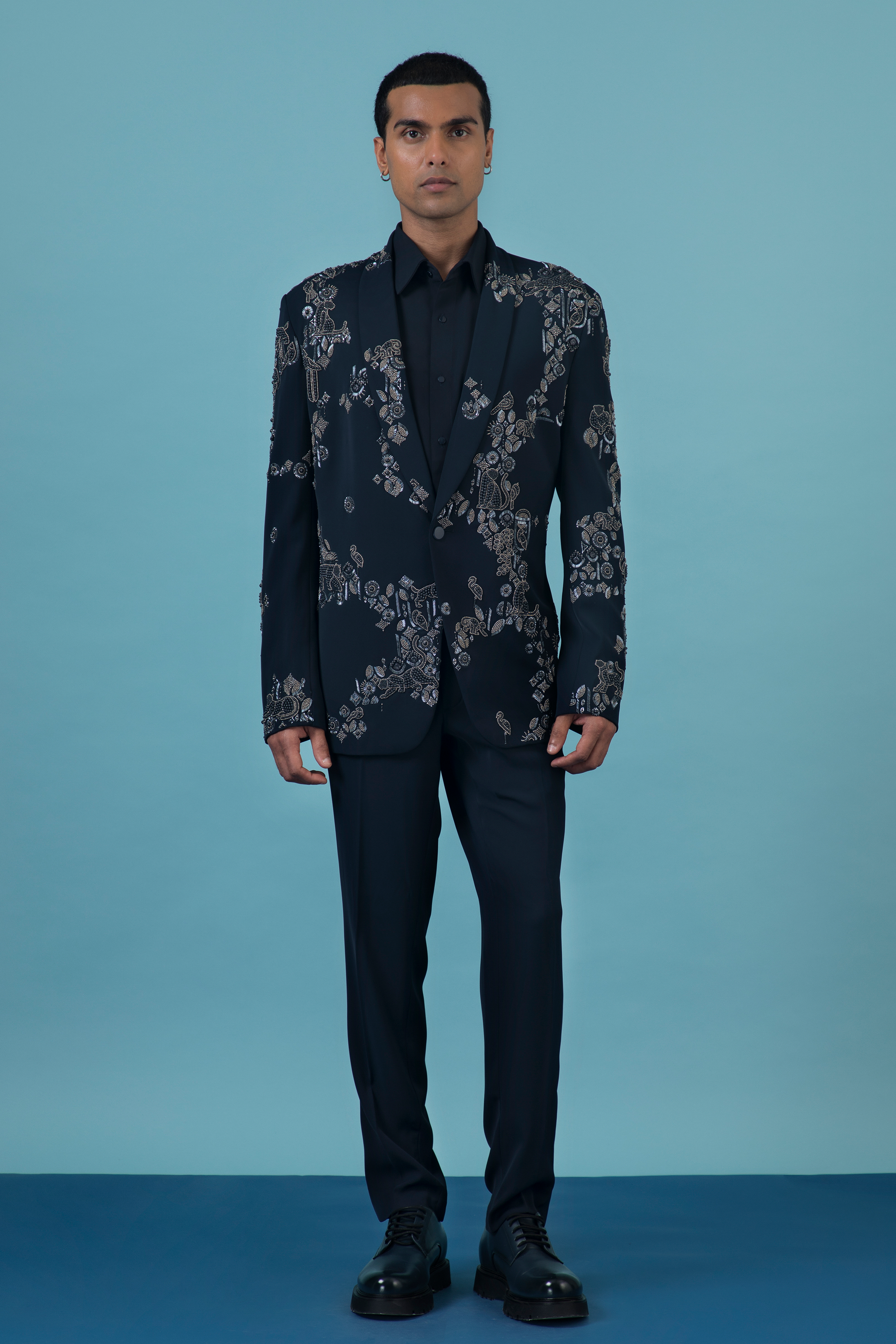 Navy Blue Jungle Tuxedo