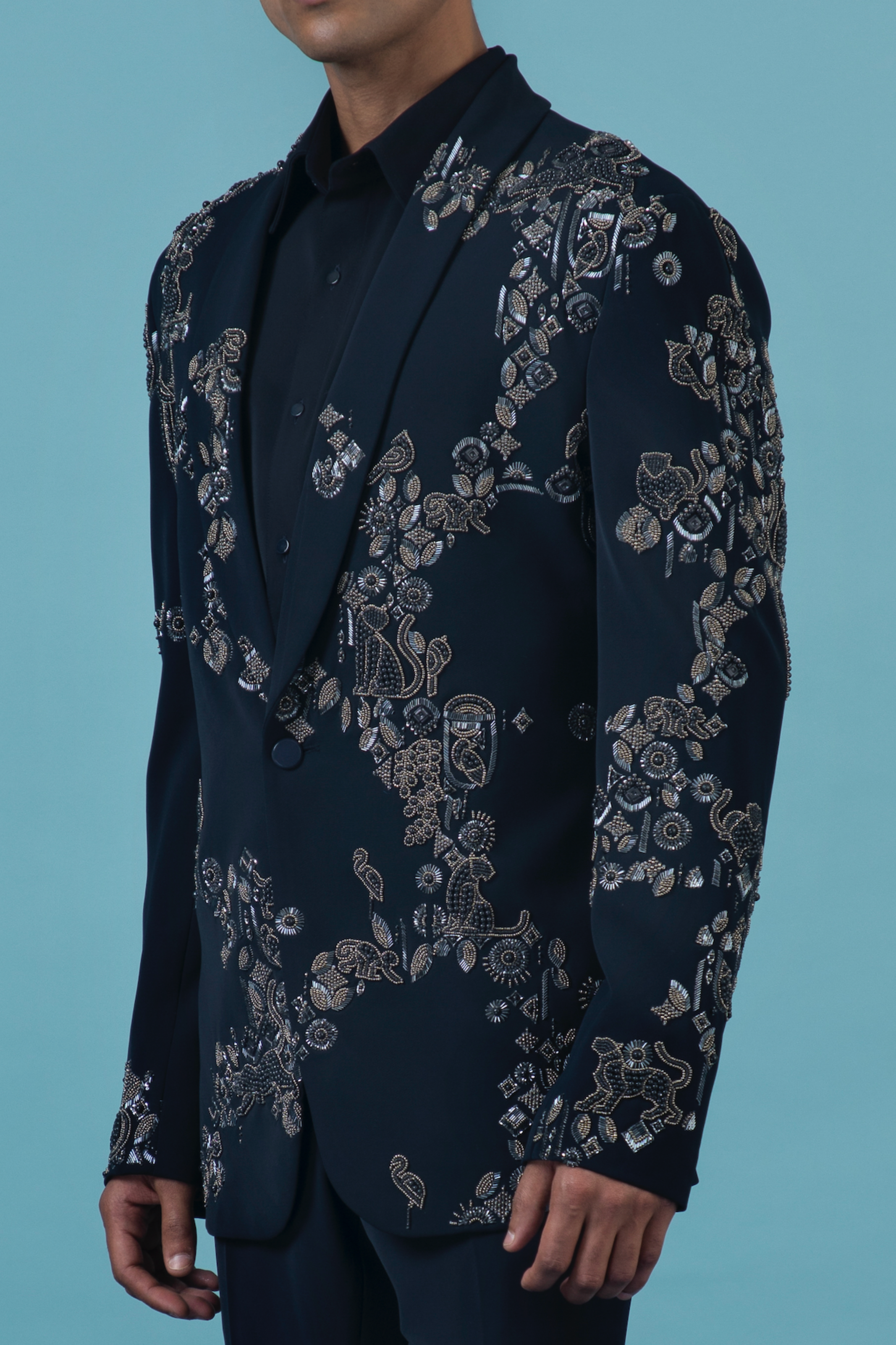 Navy Blue Jungle Tuxedo