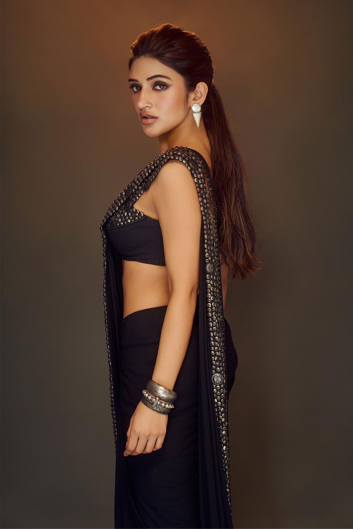 SREELEELA IN FLORAL ARMOUR (BLACK)