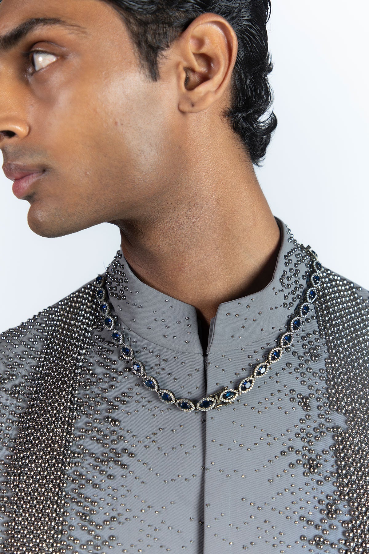 Azure Grey Nehru Jacket
