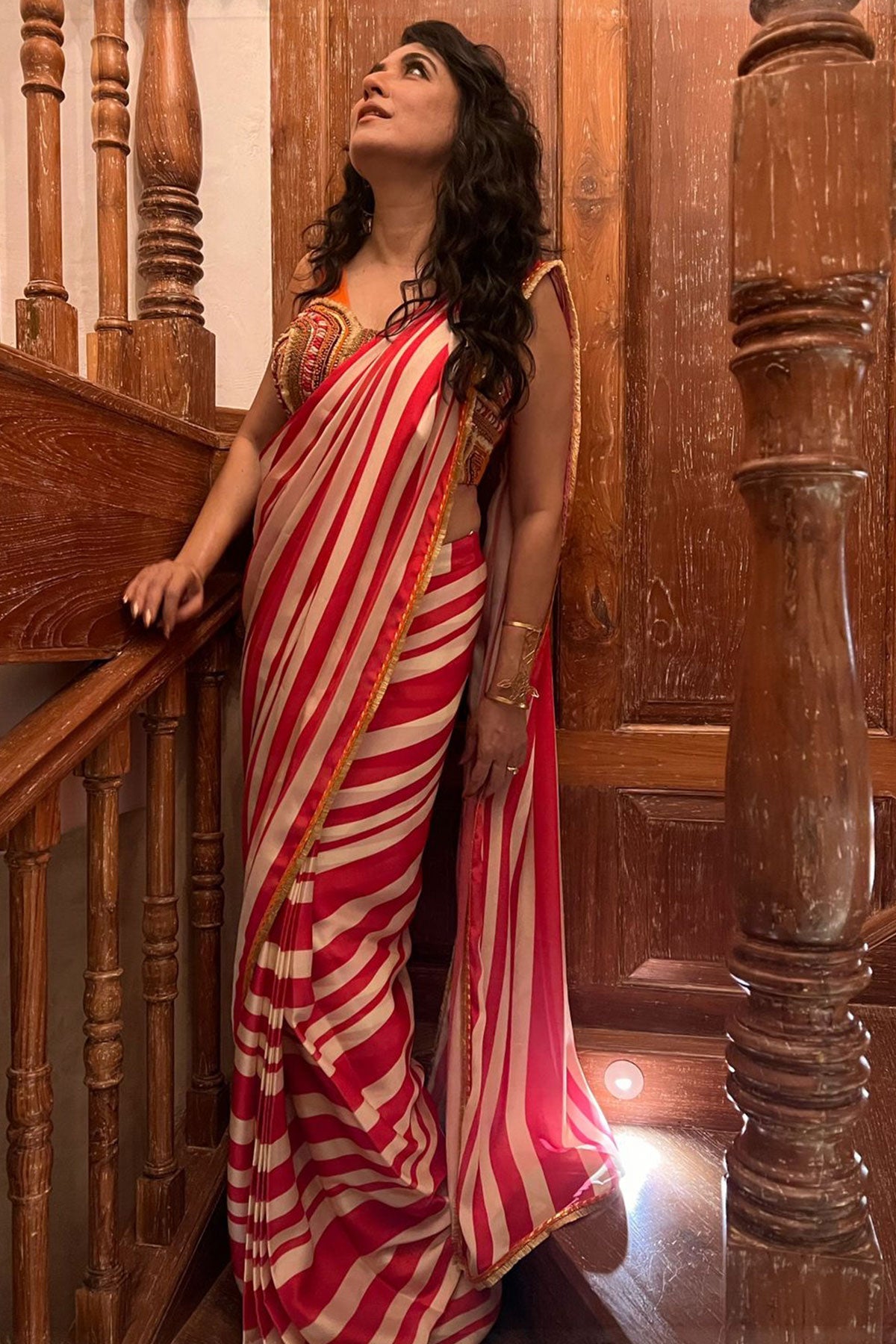 MINI MATHUR IN PINK BAR SAREE