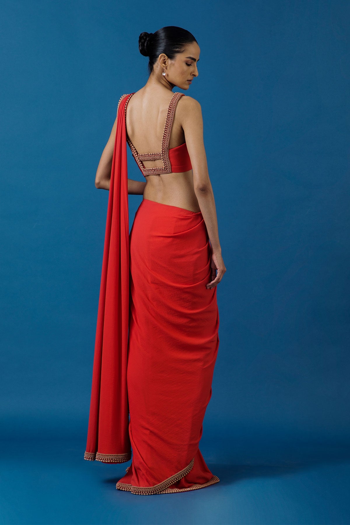 Coral Burst Saree
