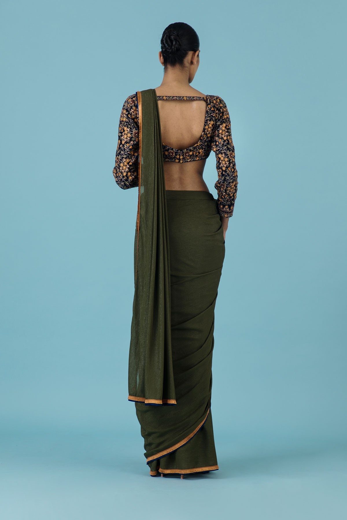 Olive Saree With Bralette