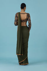 Olive Saree With Bralette