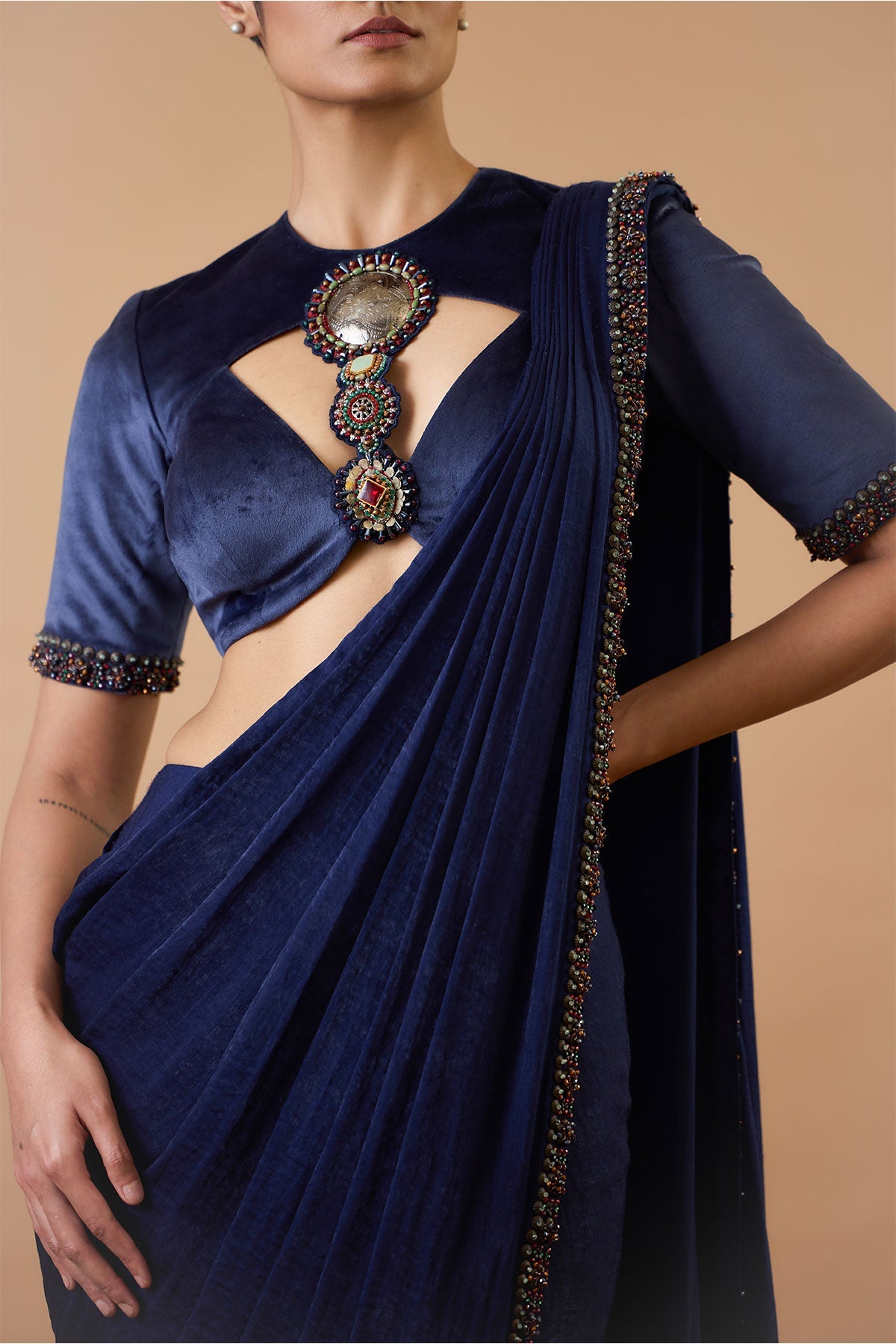 Adaa Navy Blue Saree