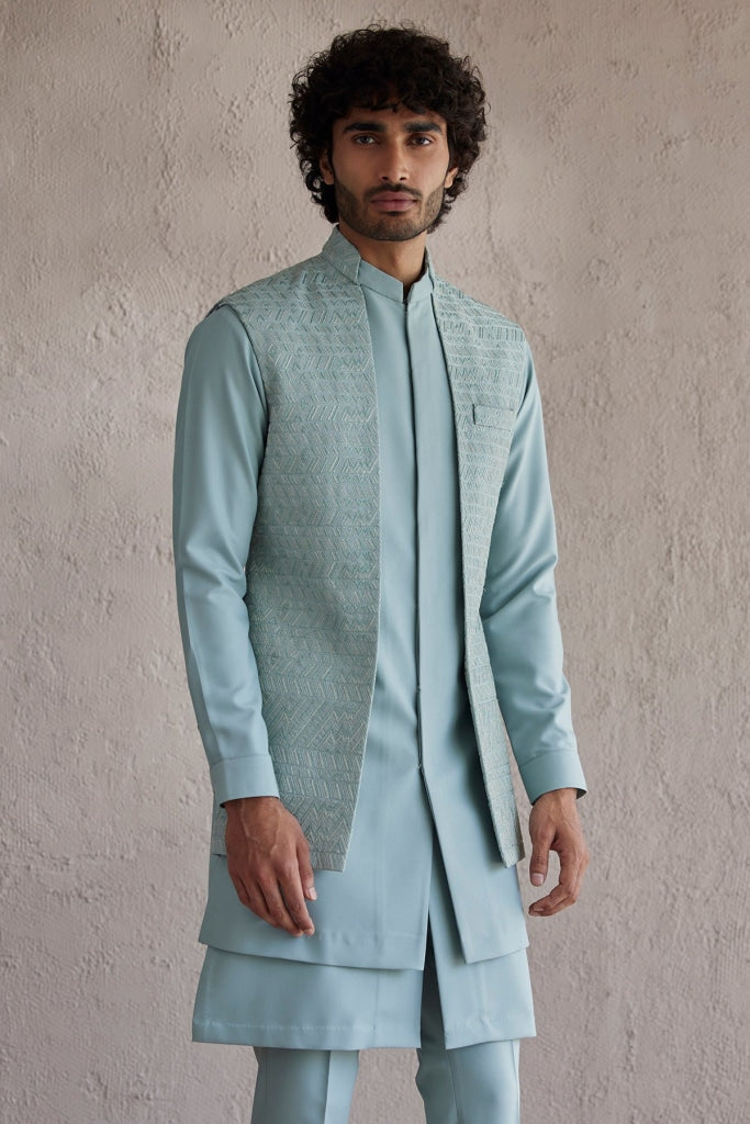 Venice Sea Green Nehru Jacket