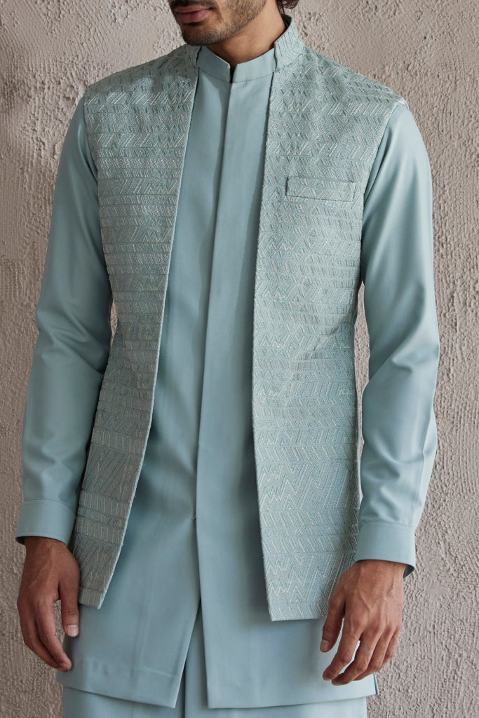 Venice Sea Green Nehru Jacket