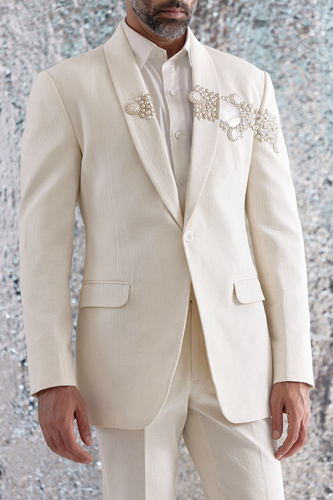 Floral Armour Ivory Tuxedo Mens Wear
