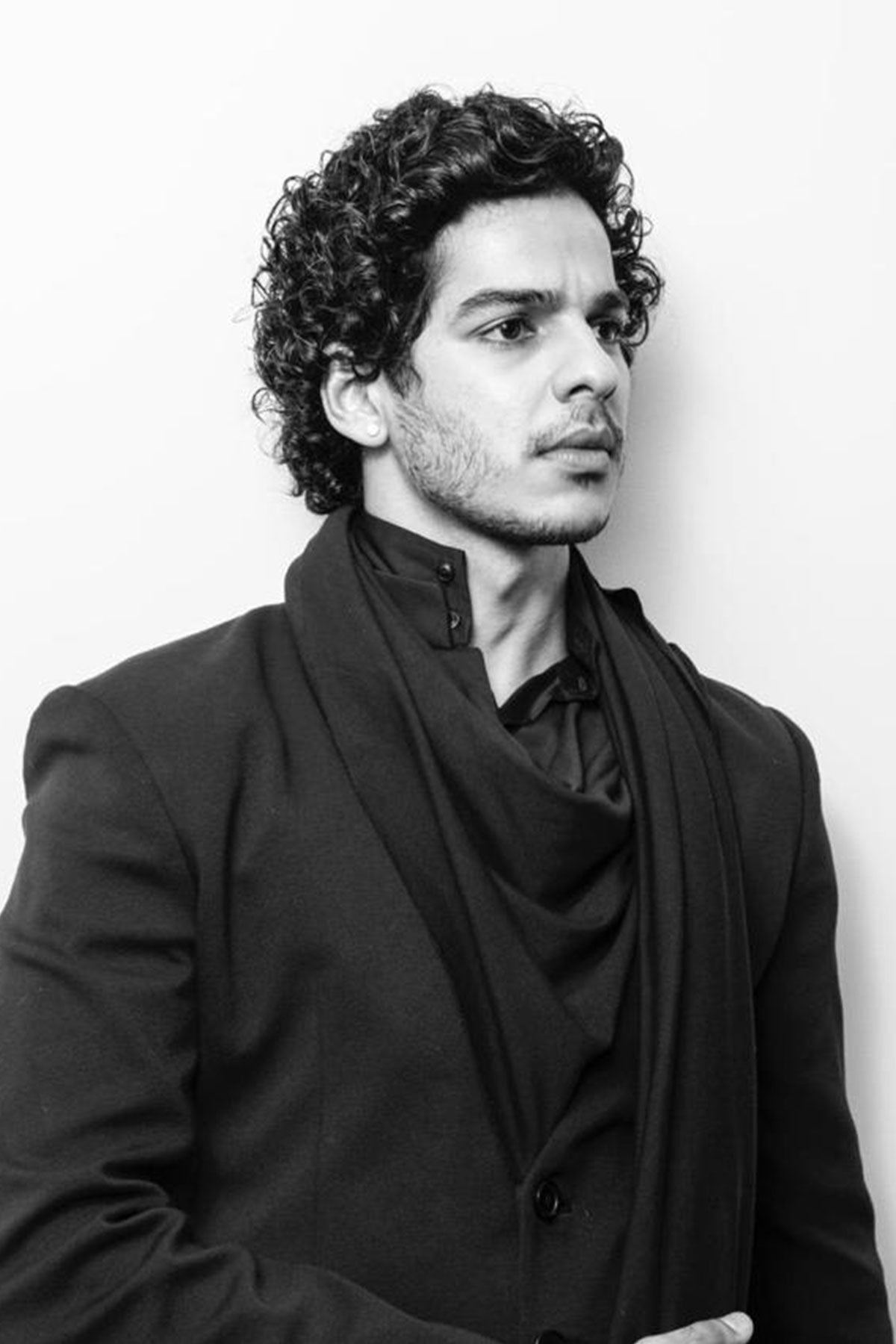 ISHAAN KHATTER IN BLACK DRAPE BANDHGALA SET