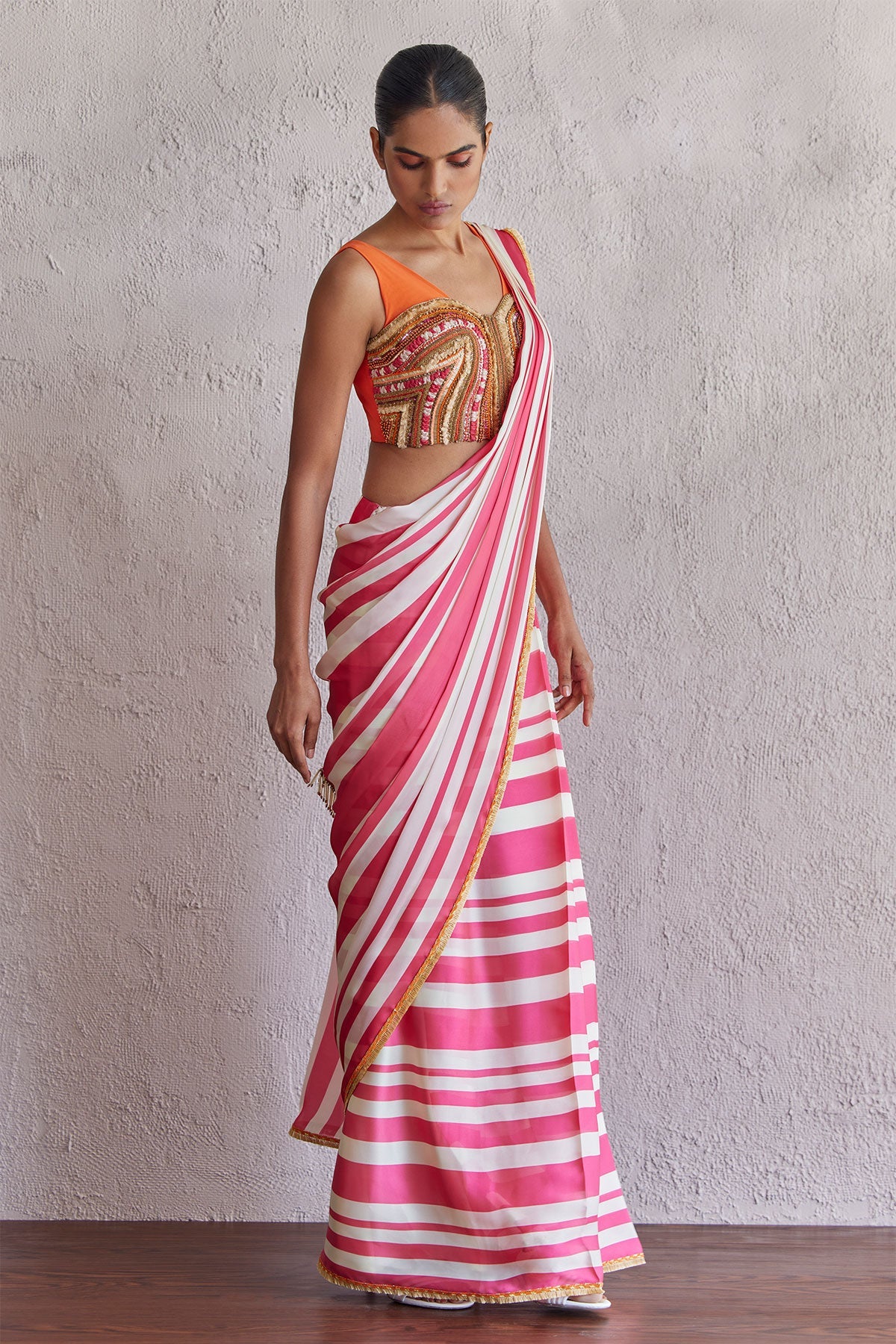 Pink Bar Saree