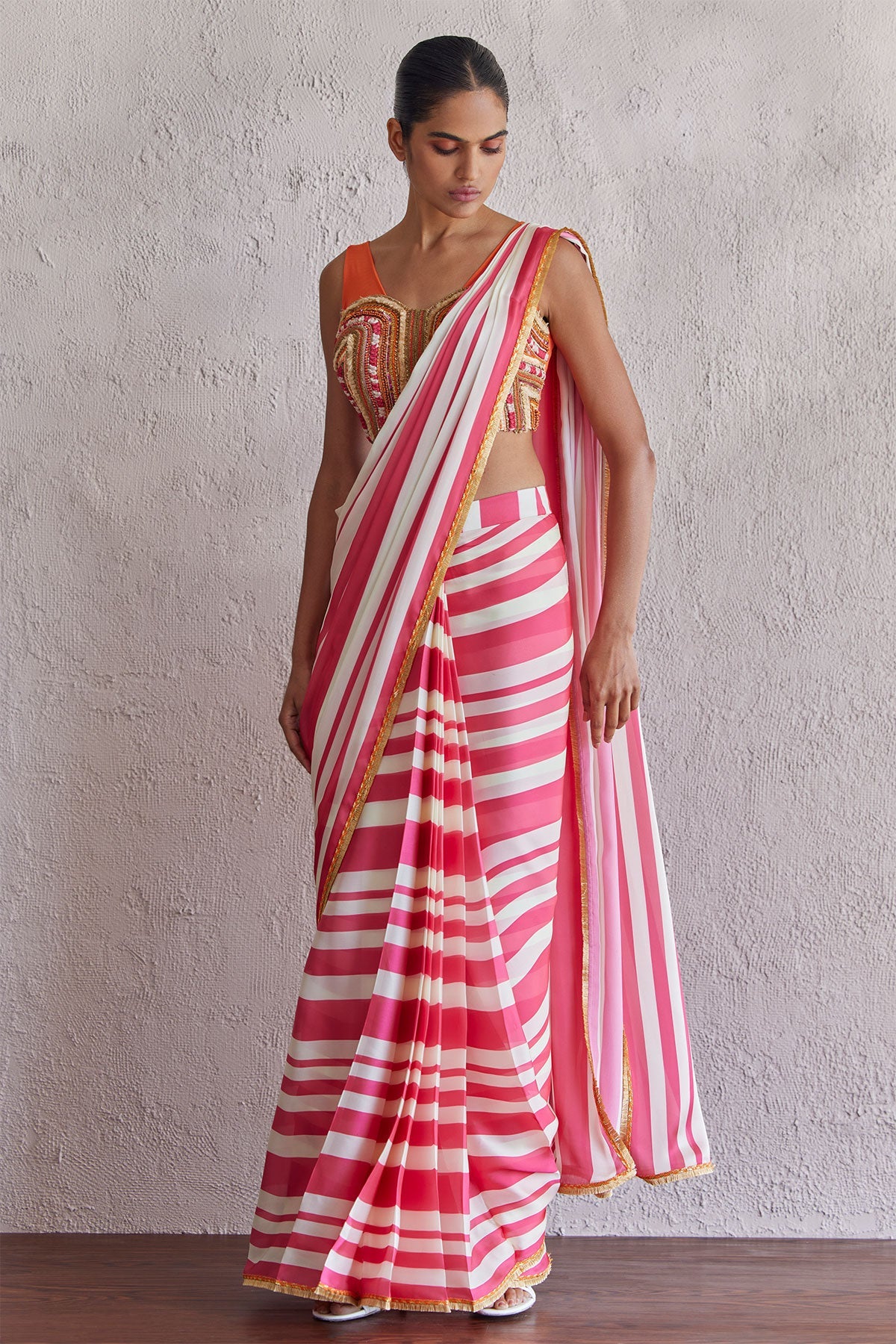 Pink Bar Saree