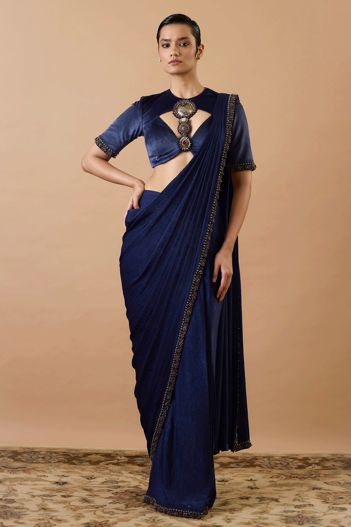 Adaa Navy Blue Saree