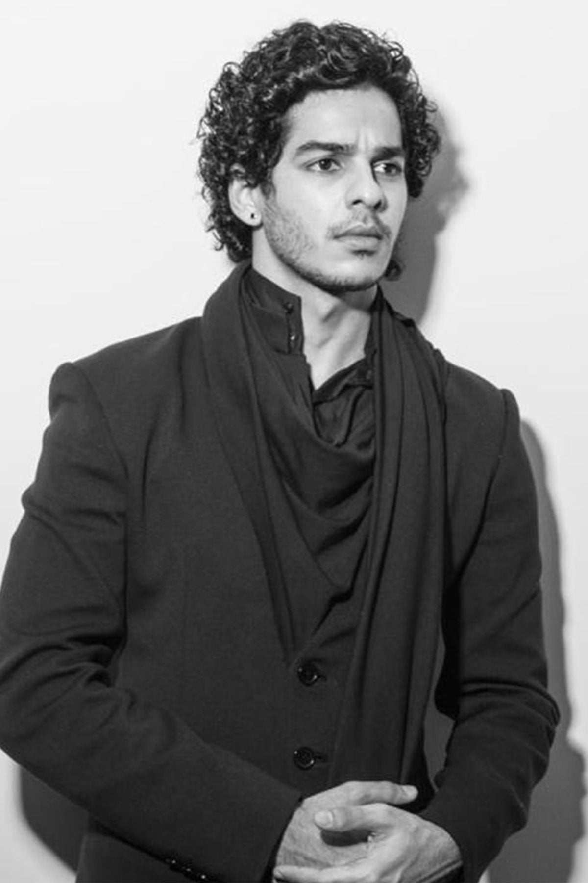 ISHAAN KHATTER IN BLACK DRAPE BANDHGALA SET