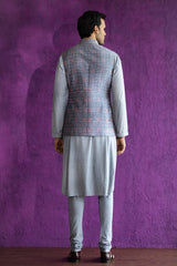 Grey Ikat Nehru Jacket