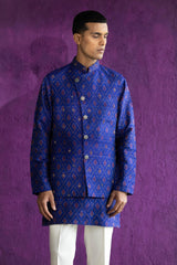 Royal Blue Ikat Nehru Jacket