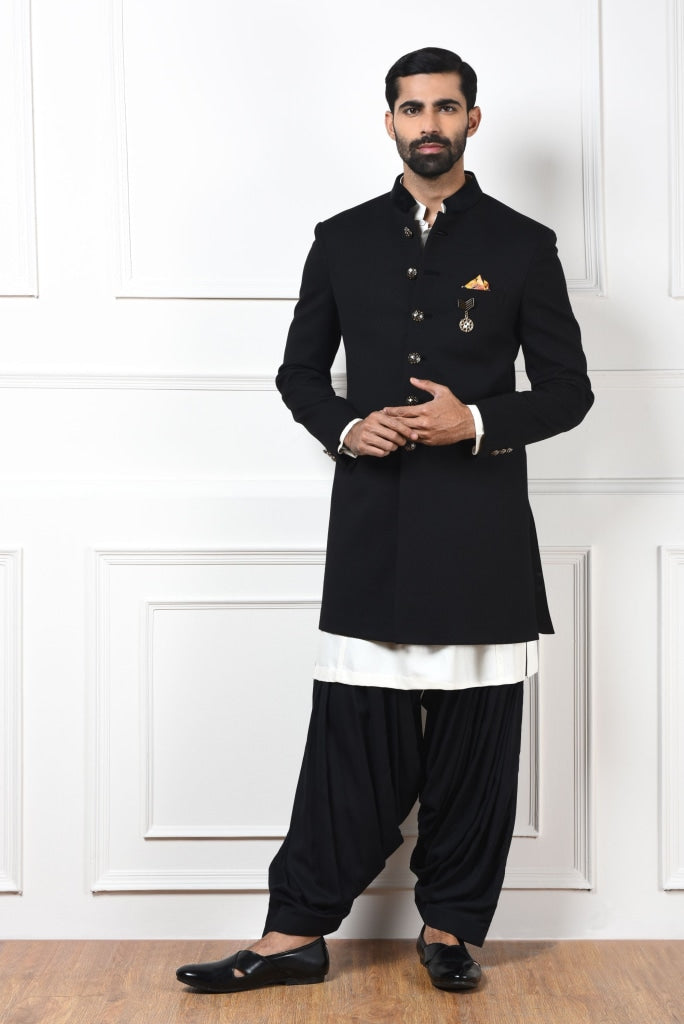 Black indo western outlet suit