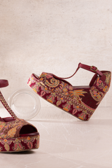 Rasha Maroon Wedges