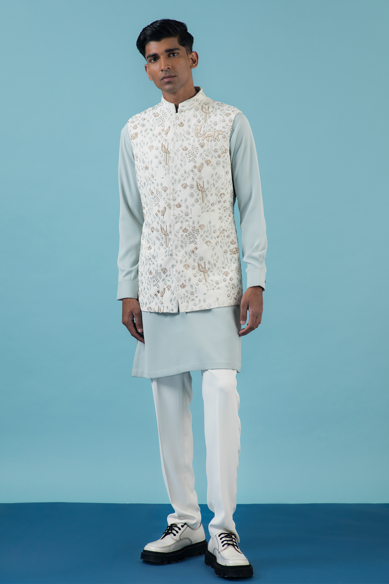 Ivory Jungle Nehru Jacket