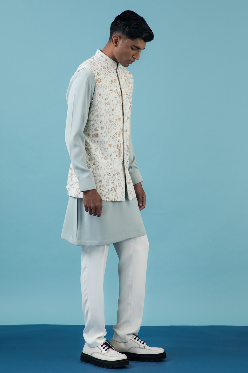 Ivory Jungle Nehru Jacket