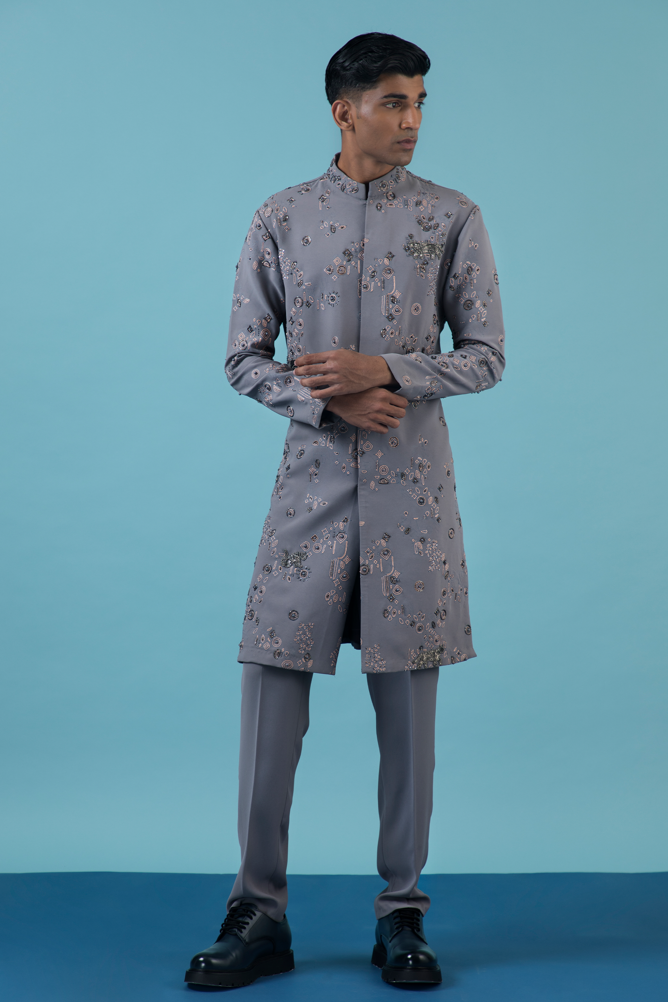 Grey Jungle Kurta