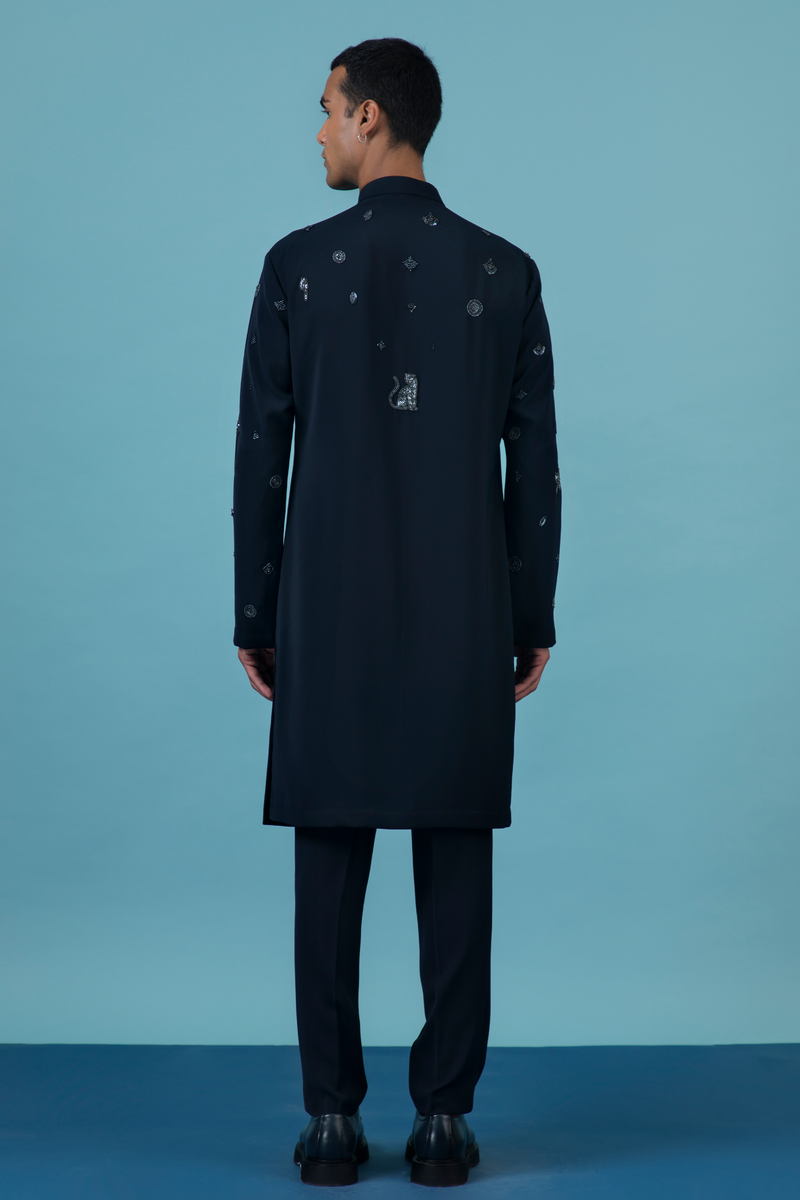 Navy Blue Jungle Kurta