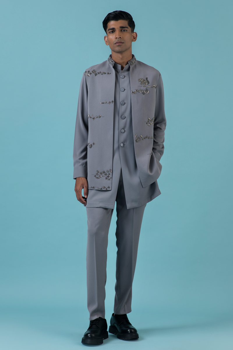 Grey Jungle Nehru Jacket