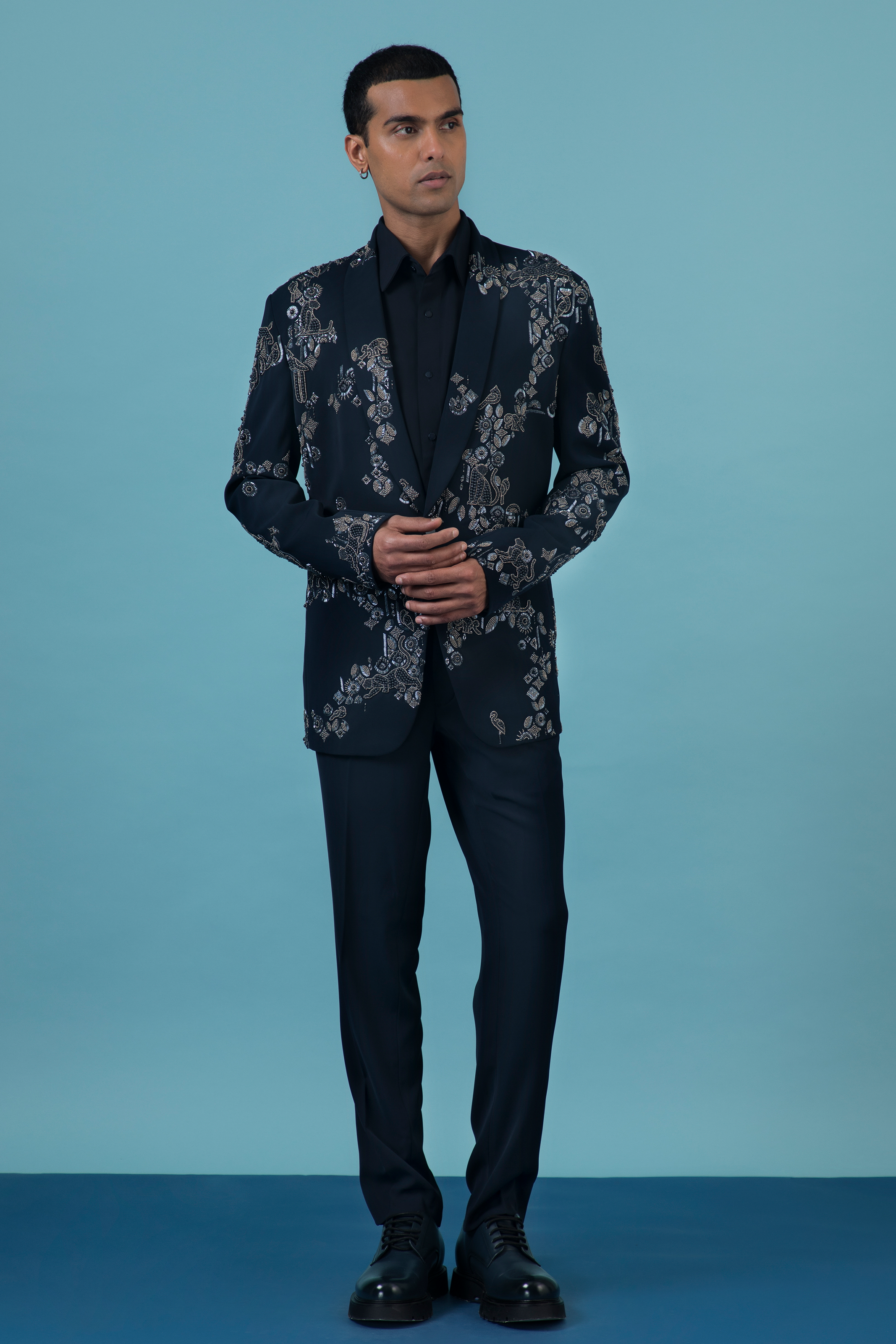 Navy Blue Jungle Tuxedo