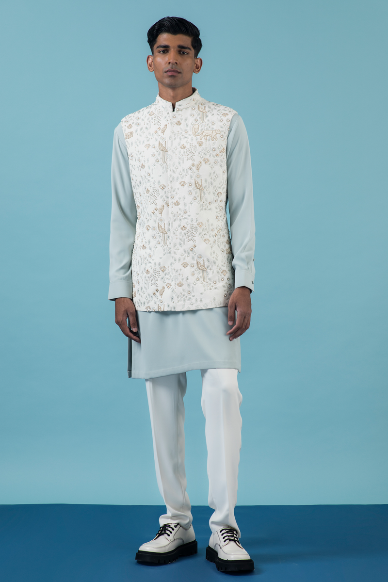 Ivory Jungle Nehru Jacket