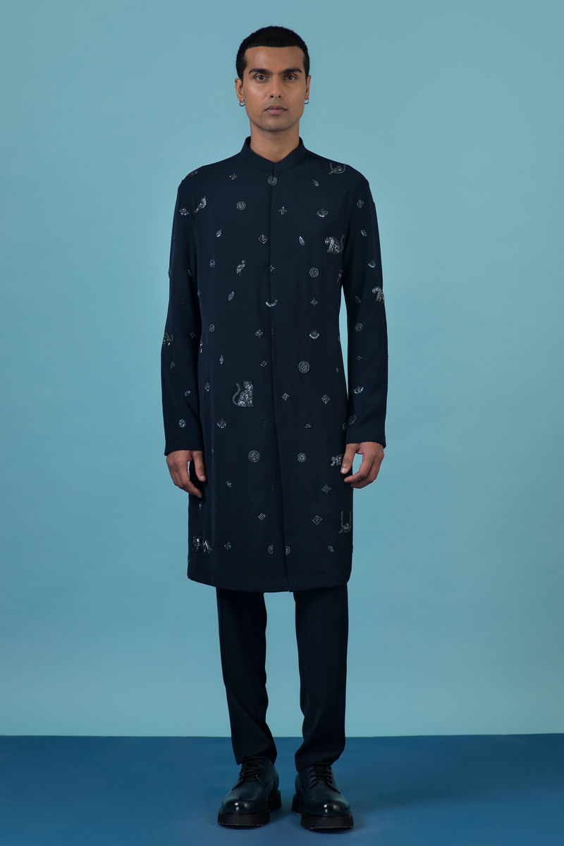 Navy Blue Jungle Kurta