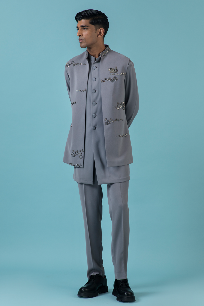 Grey Jungle Nehru Jacket