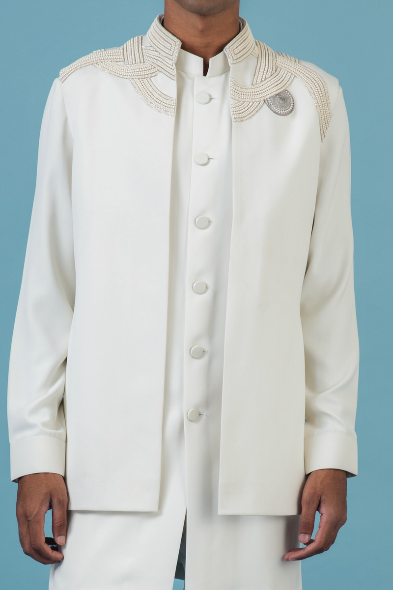 Ivory Bead Magic Nehru Jacket