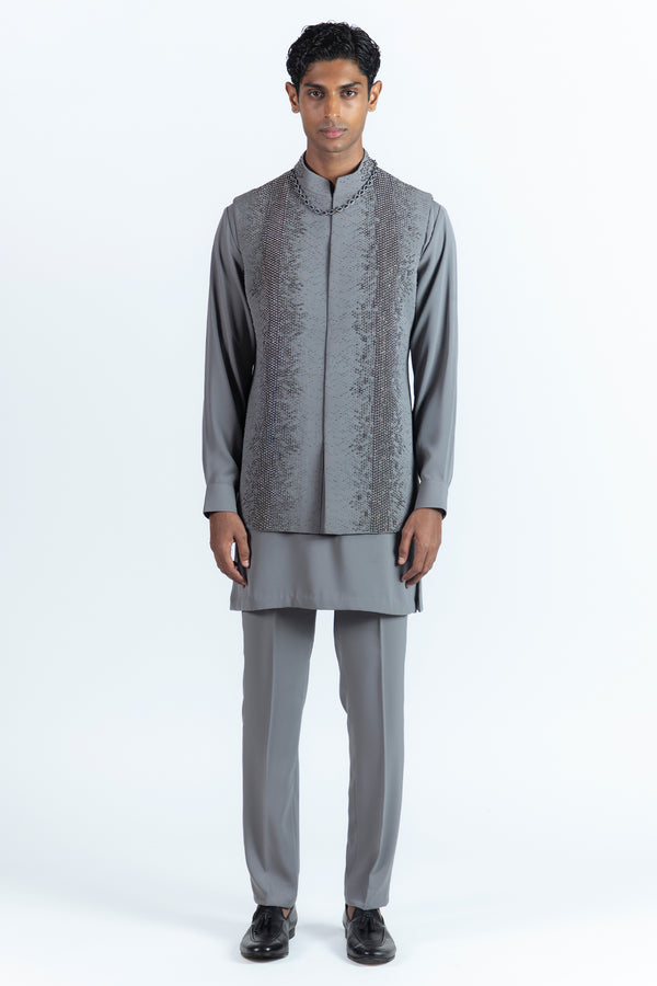 Azure Grey Nehru Jacket