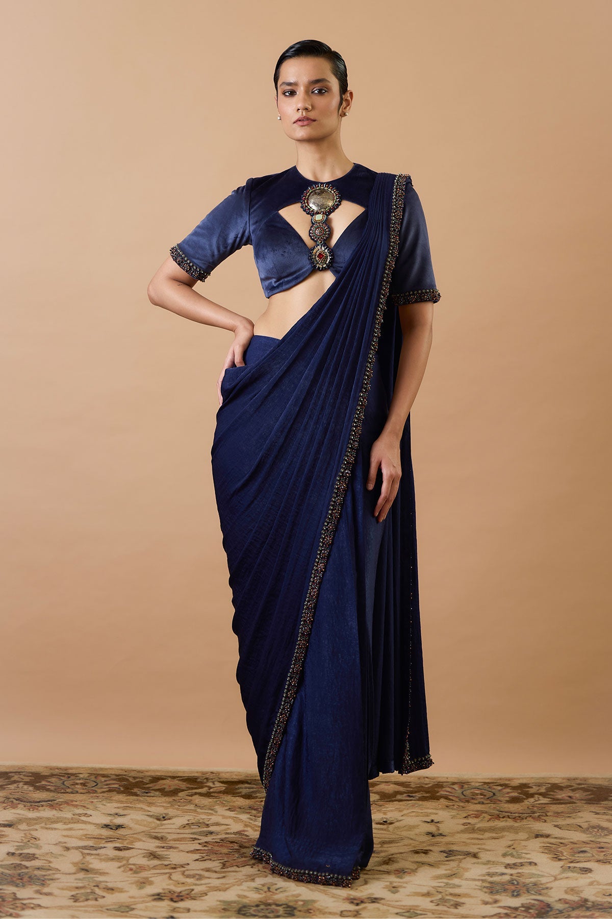 Adaa Navy Blue Saree