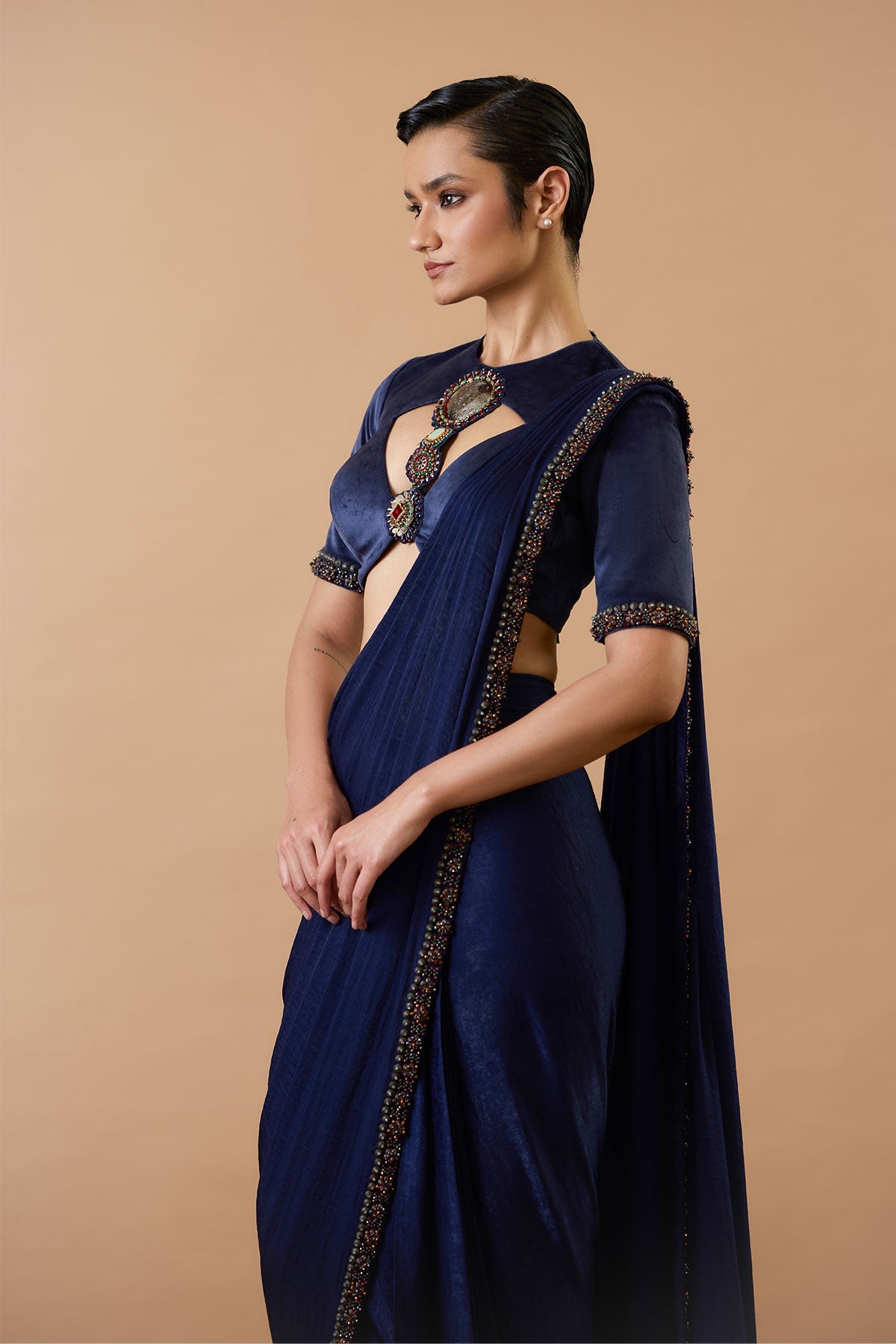 Adaa Navy Blue Saree