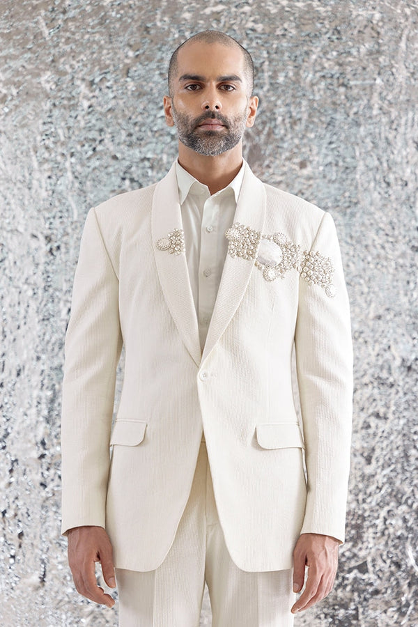 Floral Armour Ivory Tuxedo Mens Wear