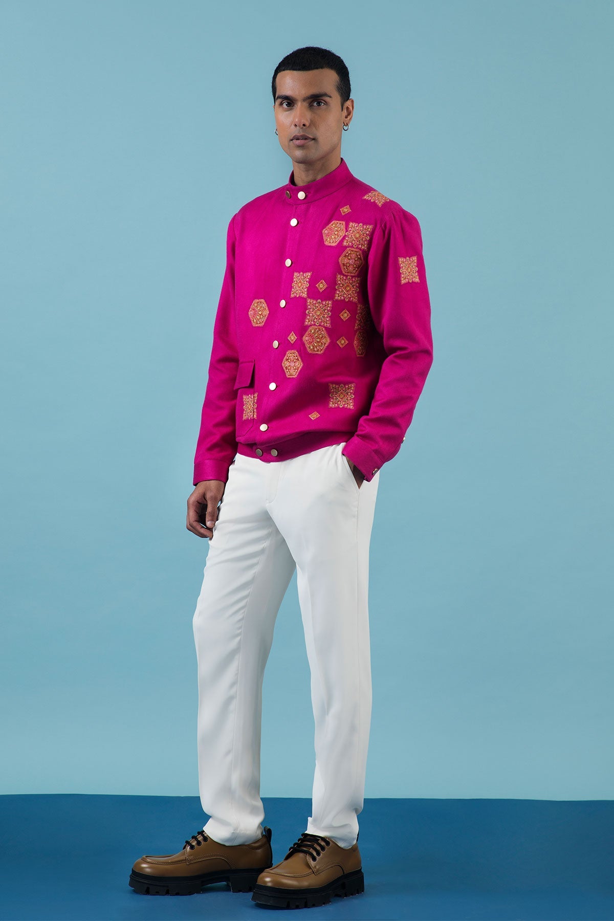Fuchsia Pink Kashmiri Bomber
