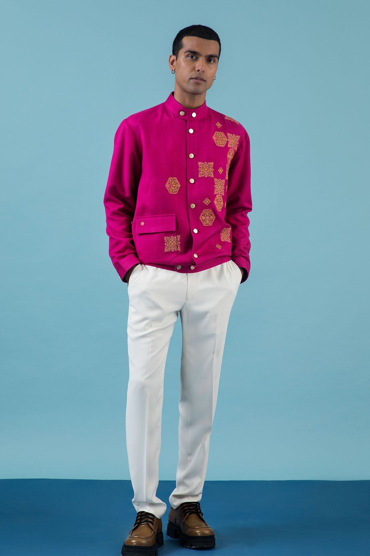 Fuchsia Pink Kashmiri Bomber