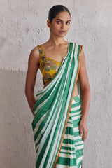 Green Bar Saree Womens Wear