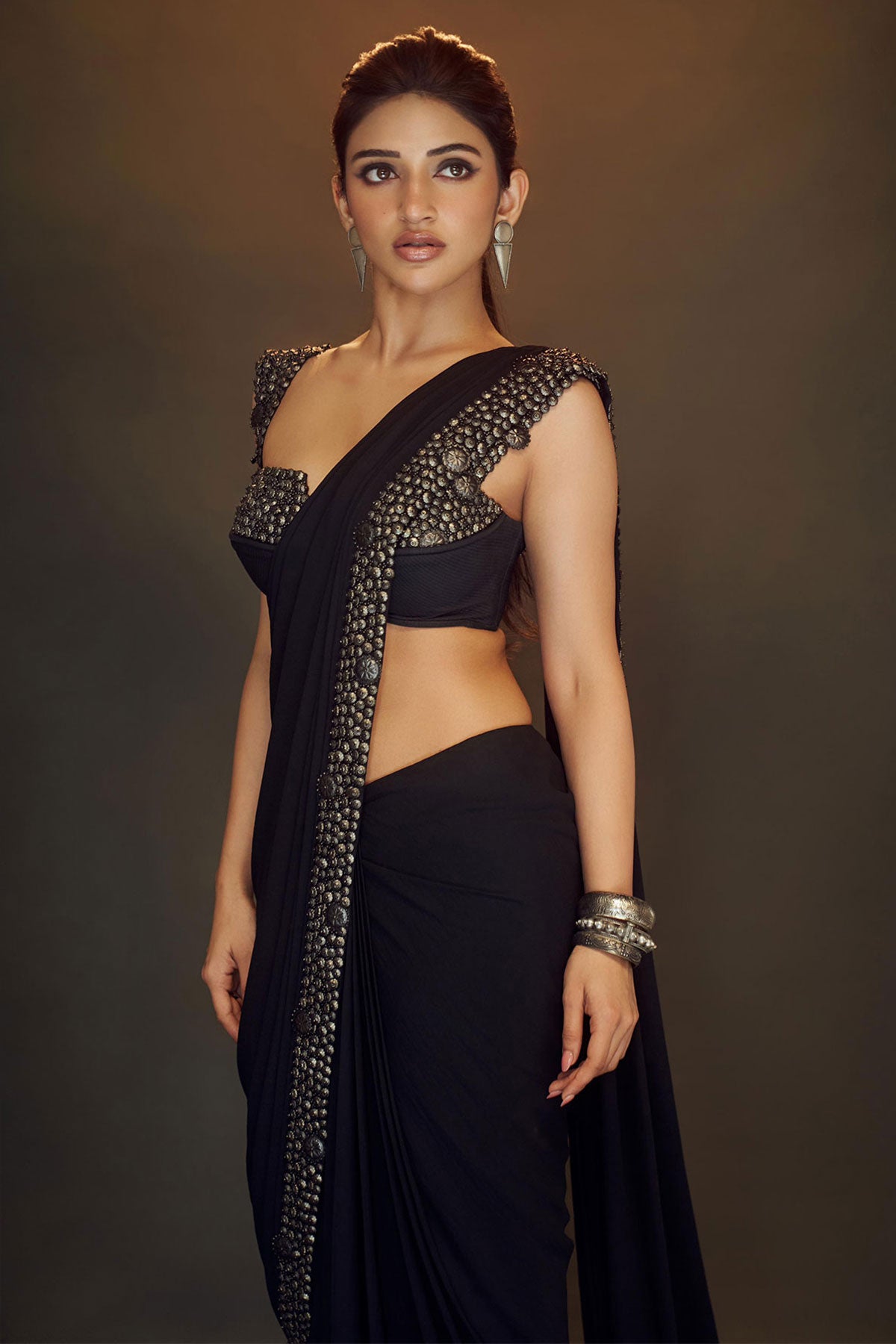 SREELEELA IN FLORAL ARMOUR (BLACK)