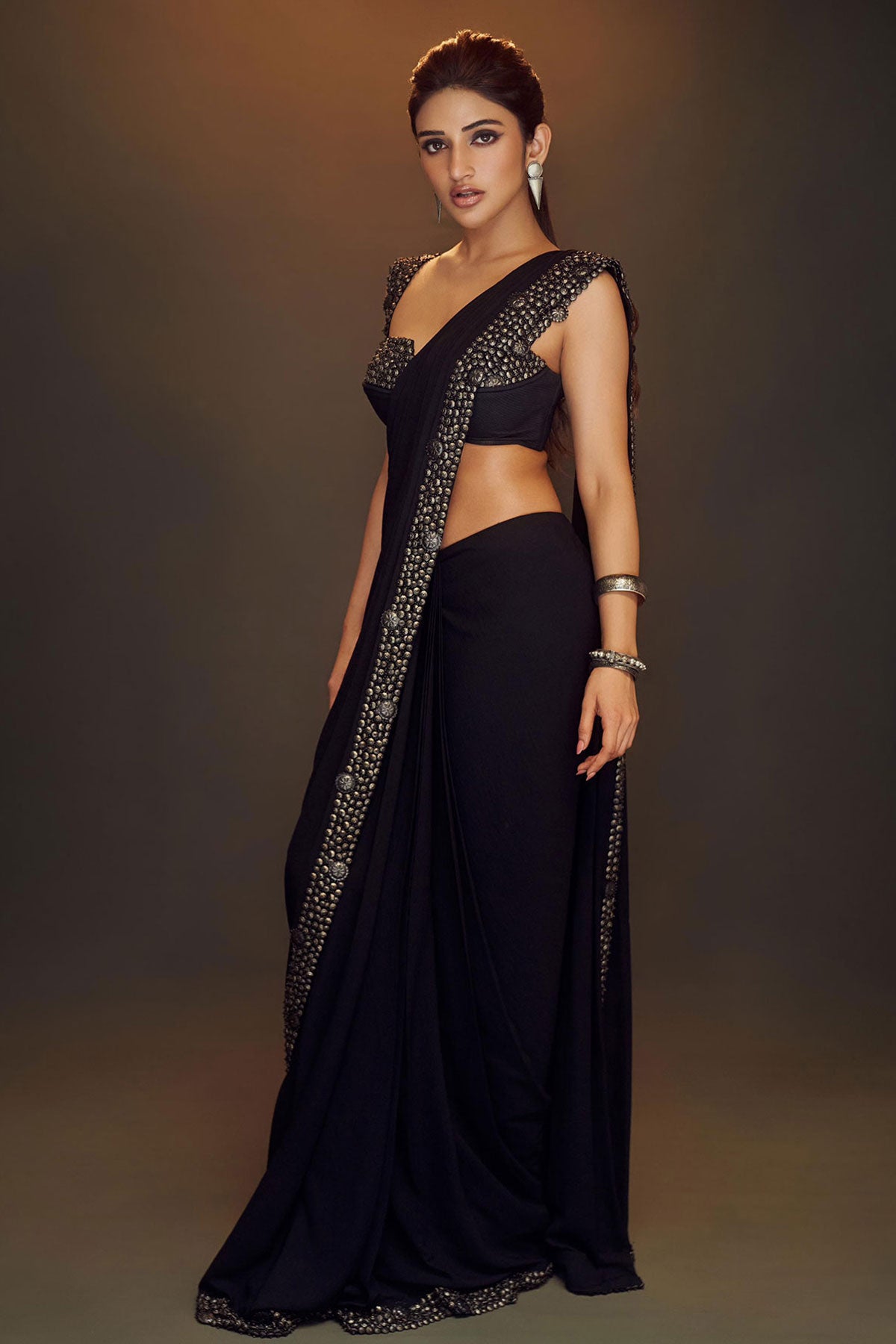 SREELEELA IN FLORAL ARMOUR (BLACK)