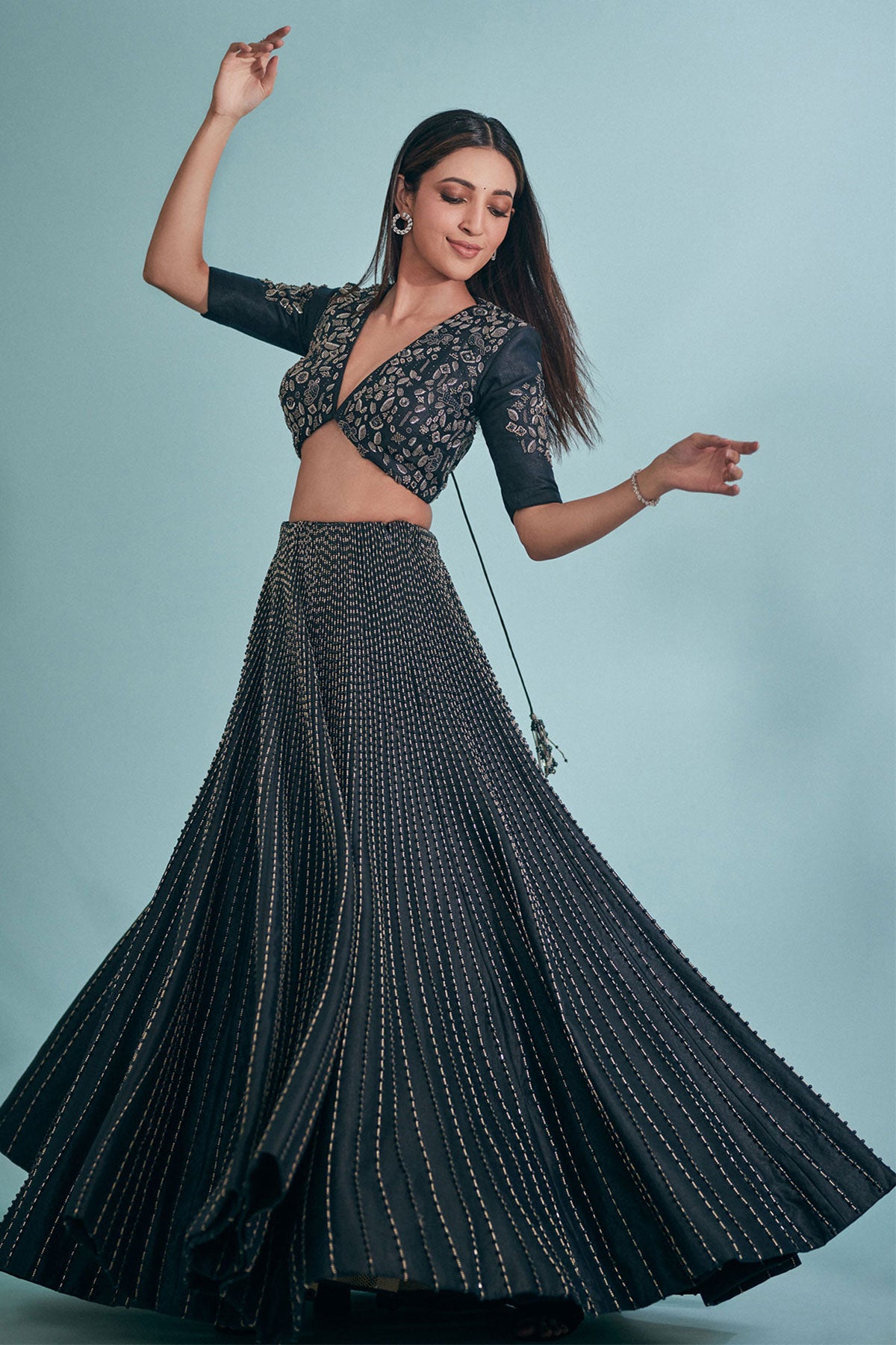 NEHA SSHETTY IN THE JUNGLE LEHENGA (NAVY BLUE)