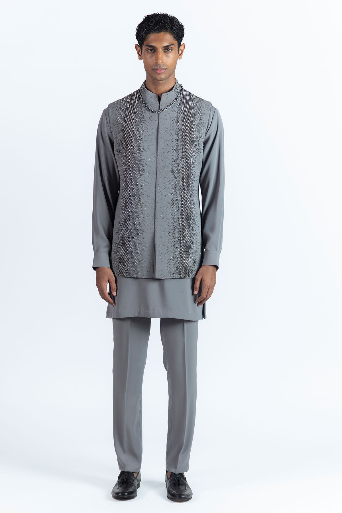 Azure Grey Nehru Jacket