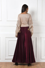 Overlap Top With Embroidered Pants Womens Wear